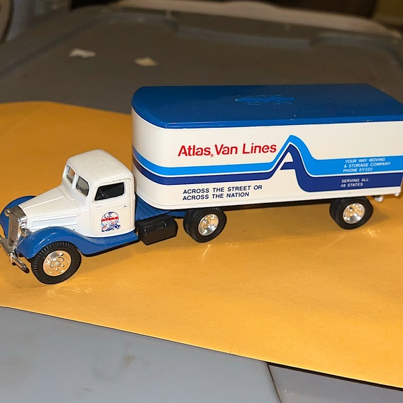 ERTL Other - Limited Edition 1937 Ford Tractor Trailer Bank Atlas Van Lines Coin Bank